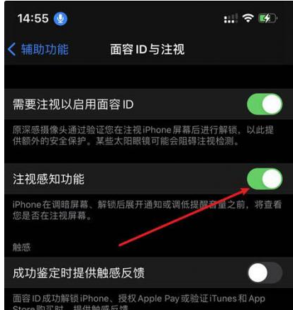 晋城苹果14维修网点分享iPhone14注视感知功能有什么用 